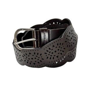 Lucky Brand Perforated Scalloped Edge Leather Belt SZ XL Brown Boho Cottage